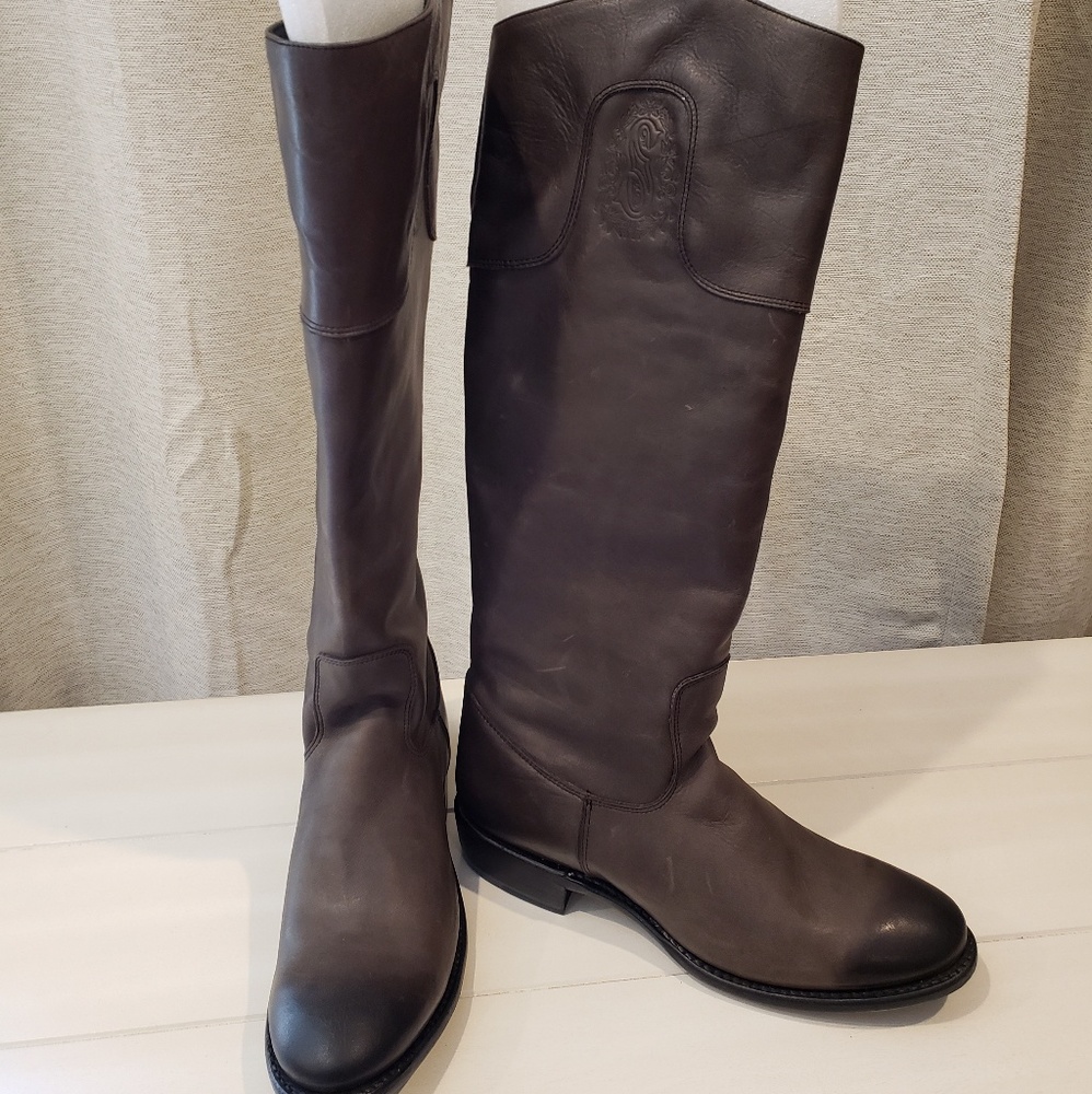 Sonora Sophie Grey Distressed Leather Tall Boots